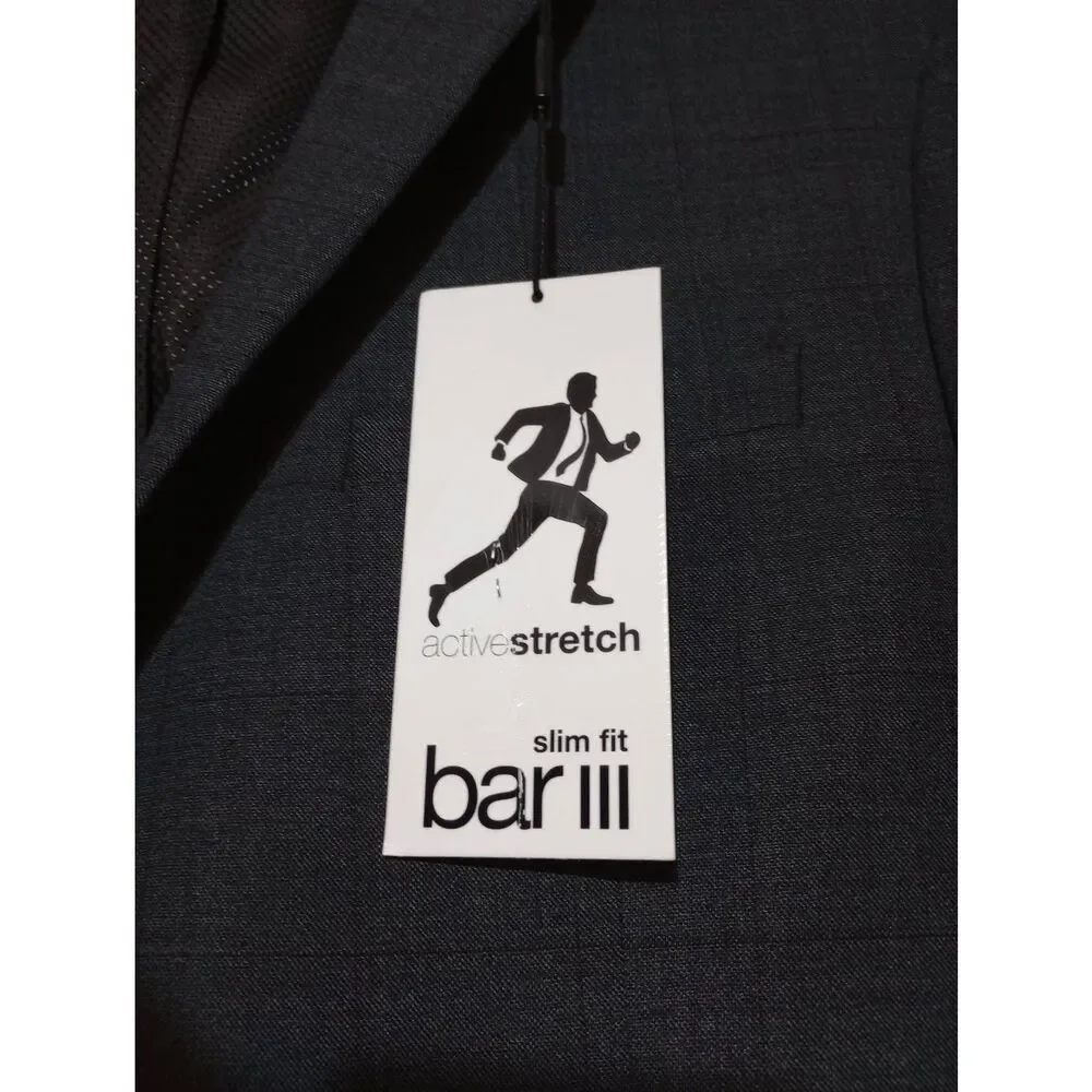 Bar III Blazer Men's 42 Long Gray Wool Blend Stretch‎